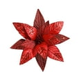 thumbnail image 2 of 12" Large Glitter Poinsettia Christmas Flowers, Set of 4 Artificial Xmas Tree Ornaments, Holiday Decorations for Christmas Tree, DIY Wreaths, Garland, Party, Home Décor, Festive Centerpiece (Red), 2 of 3