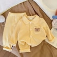 thumbnail image 2 of Linfrsh Toddler Boys Pajamas Set Toddler Toddler Kids Toddler Girls Boys Soft Comfy Modal Tencel Solid Raglan Sleepwear Pajamas Pjs 2pcs Set(Yellow,2-3 Years), 2 of 6
