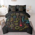 thumbnail image 1 of Ensemble de Literie « Bed in a Bag » Instruments de Musique, Taille Très Grand, Ensemble de Couette 7 Pcs, Ensembles de Literie Batterie, Ensemble de Draps Violon avec Couette, Ensemble de Lit Thème Musique Art Linéaire Coloré, 1 of 6