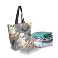thumbnail image 2 of FORMRS Womens Canvas Tote Bag with Zipper Inner Pocket Shoulder Handbag, Cute Ghosts, 2 of 7
