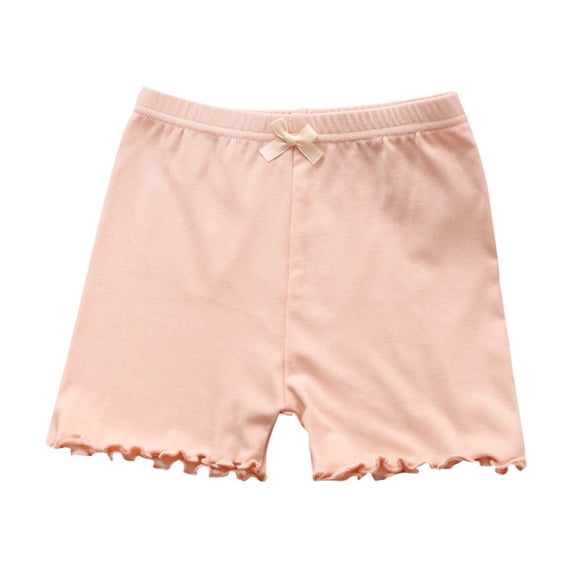 3-12 Years Girl's Solid Color Lace Trim Boyshort Underwear Safety Dress Panties