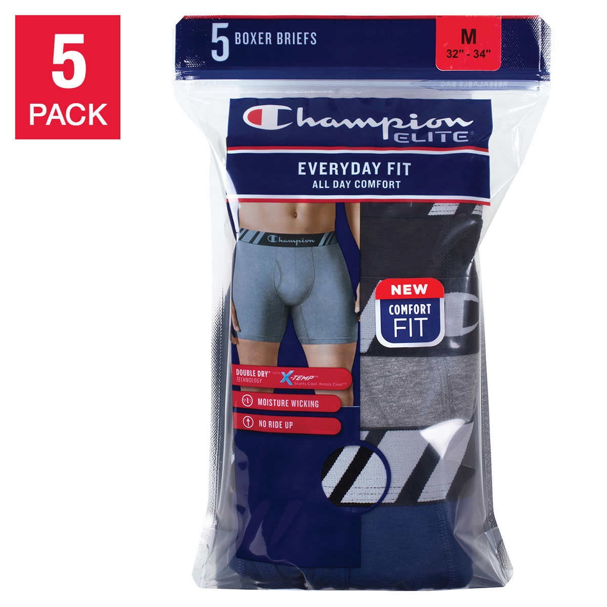 Champion Men s Large L Boxer Brief 5 pack Walmart