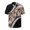 Black Sepia Hibiscus Geometric Border Print, variant on Geometric Pattern Men's Short Sleeve Shirt, Breathable Button Front Men's Short Sleeve Button Down Shirt Men's Short Sleeve Button Shirt for Travel Home
