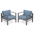 thumbnail image 6 of Aluminum Patio Club Chair, 2 Pcs Outdoor Armchairs with Blue Cushion, Patio Furniture Metal Armchair for Outside, Porch, Backyard, Balcony, 6 of 6