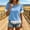 Light Blue, variant on Women's Vintage Fringed Patchwork Round-Neck Short-Sleeve Blouse for Spring Summer