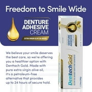 Denttach Gold Denture Adhesive, Olive Oil Based Denture Cream, Zinc-Free, 2.4 oz