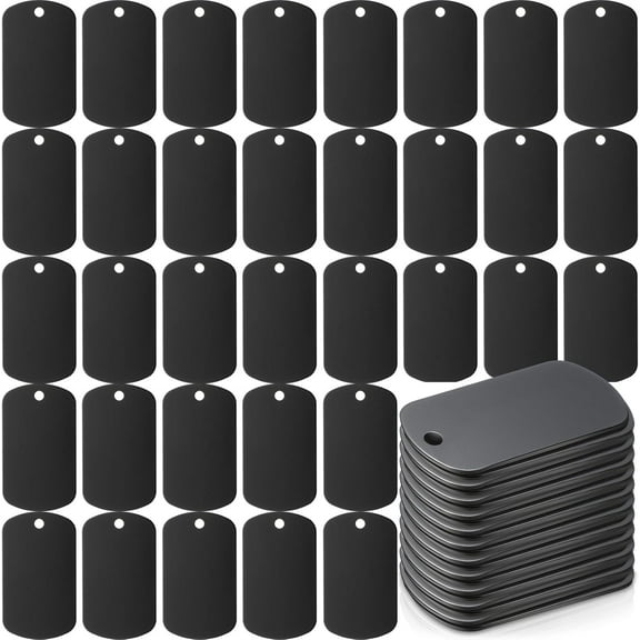 300 Pcs Military Dog Tag Bulk Aluminum Engraving Blank Black Rectangle Metal Stamping Tags for Pet DIY Craft ID Name Decor Black 50 x 30 mm Black 50 x