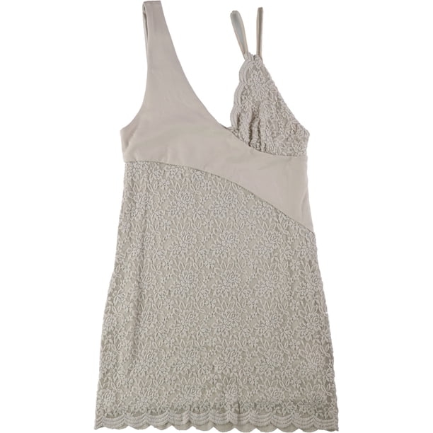 Free People Womens Lower East Side Lace-Contrast Mini vestido, beige, mediano