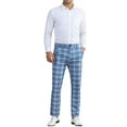 thumbnail image 2 of INSPIRE CHIC Men's Pants Plaid Mid-Waist Classic Business Checked Dress Pants 34 Blue, 2 of 5