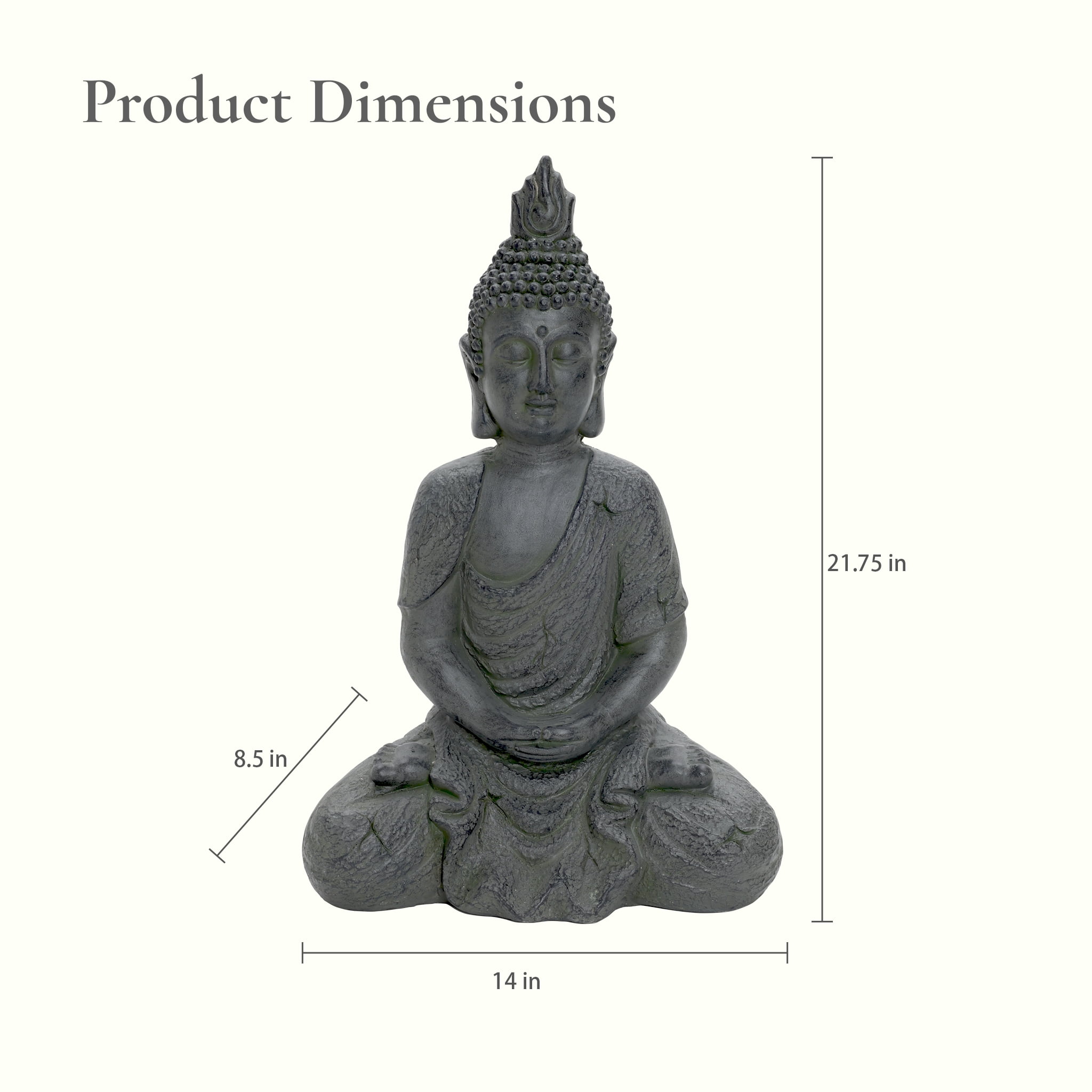 LuxenHome Meditating Buddha Statue, 21" Large Fiber Stone Zen Buddha Sculptures, Indoor Outdoor Buddha Statue,Zen Decor for Garden, Patio, Backyard Deck