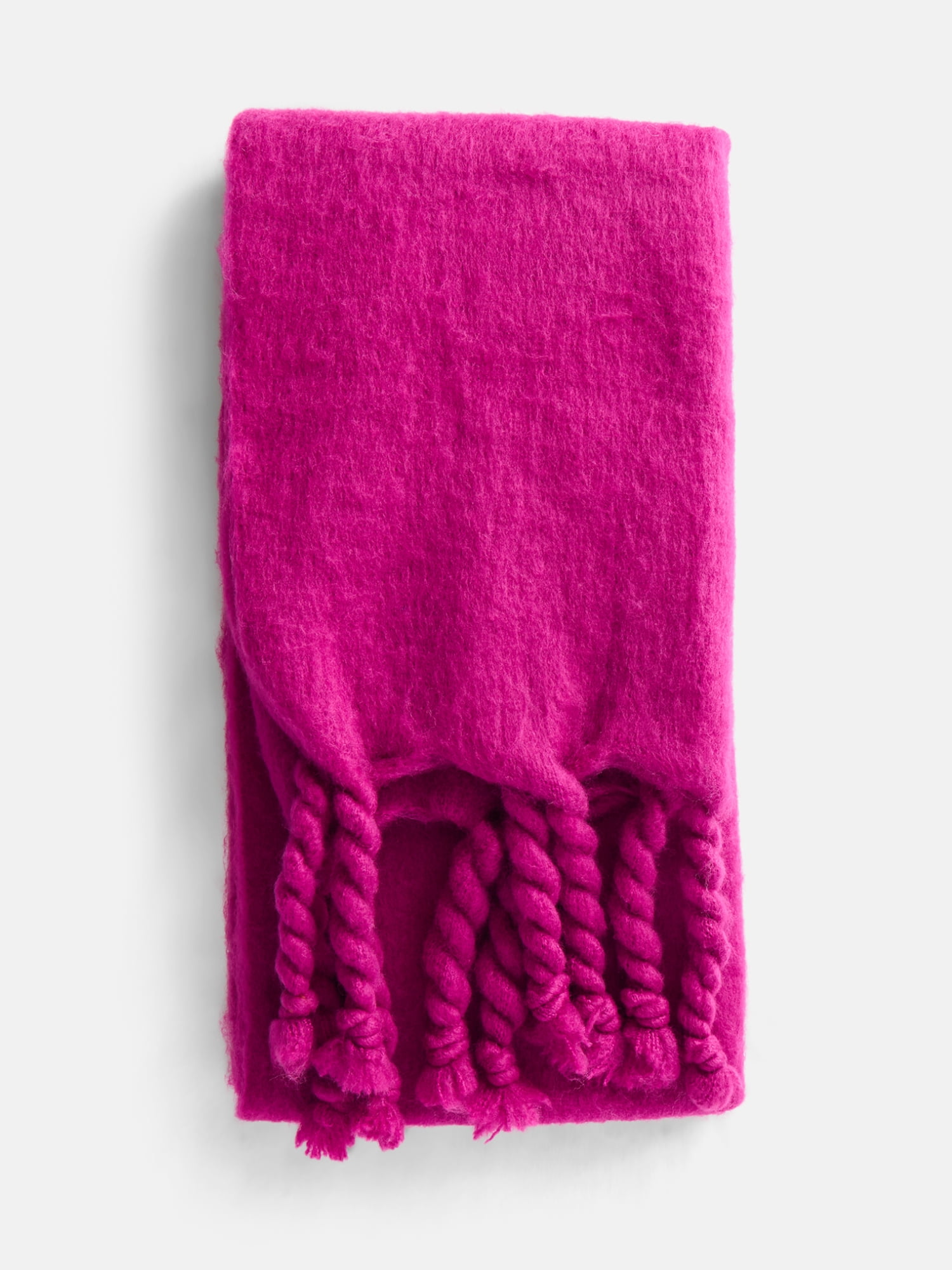Scenario Women's Blanket Scarf with Braided Fringe Trim
