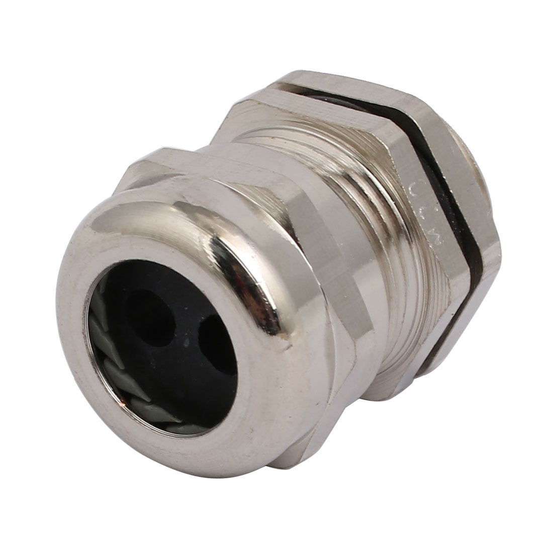 M20x1.5mm Thread 5mm Diameter 2 Holes Metal Cable Gland Joint Silver