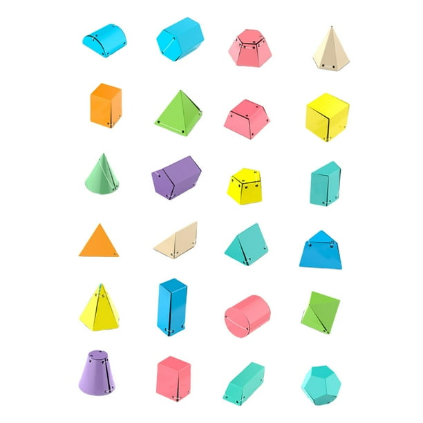24 figuras geométricas manipulables para matemáticas, material didáctico para profesores de matemáticas tempranas, demostrador de área de superficie,