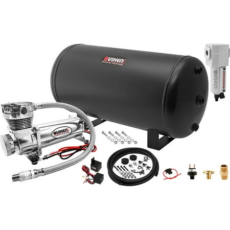 200 Psi Water - Vixen Air 6 Gallon (22 Liter) Steel Tank with 200 PSI Chrome Compressor and Water Trap Onboard System/Kit for Suspension/Train Horn 12V VXO4863CF