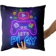 thumbnail image 4 of Gaming Pillow Covers 18x18 Inch Set of 2 Soft Cotton Gamer Controller Pillowcase Farmhouse Home Purple Game Decor Throw Pillows Cover Gifts for Teen Boys for Car Cabin Bed Couch Sofa Living Room, 4 of 6