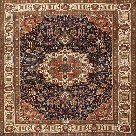 Ahgly Company Indoor Square Traditional Brown Medallion Area Rugs, 6' Square