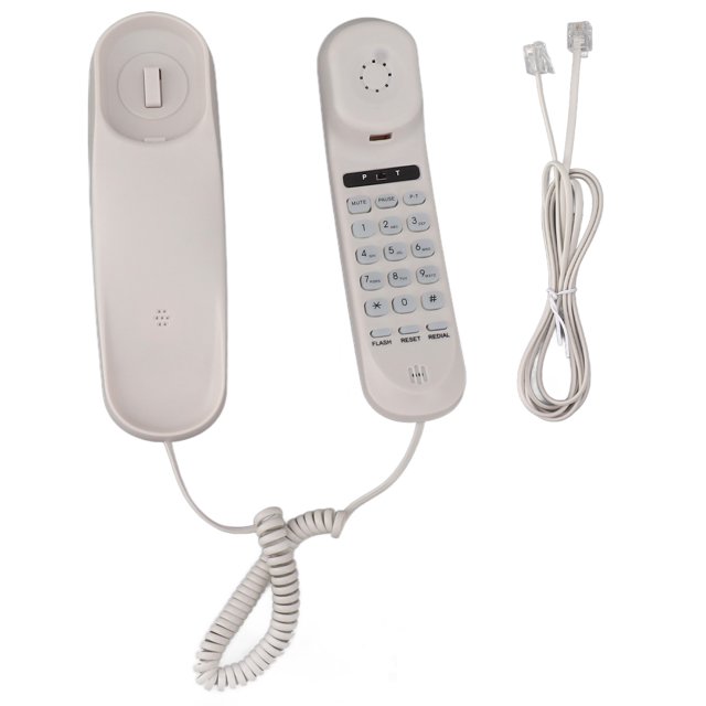 Teléfono con cable Multifuncional Sonido claro Volumen ajustable Teléfono fijo montable en la pared para el hogar Hotel Oficina Blanco