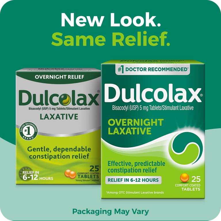 Dulcolax Bisacodyl Stimulant Laxative Pills for Overnight Constipation Relief, 5 mg, 25 Tablets HSA/FSA Eligible