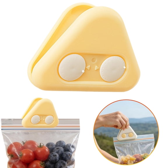 1Pc Magnetic Chip Clips, With Date Adjustable Airtight Grip Kitchen Organization, Chip Clips Snacks Bread Storage, For Kitchen Home Office Bread Locker Decor (D-Yellow Triangle   White Scale,Small)