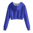 thumbnail image 6 of Lenpel Girls' Cropped Hoodies Casual Long Sleeve Solid Color Hooded Sweatshirts Pullover Crop Tops with Pocket(Blue,4-5 Years), 6 of 7