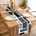 thumbnail image 3 of Black Grey Geometric Table Runner - 108 Inch Long, Kitchen Dining Table Runner Dresser Scarves, Gray Abstract Striped Art Farmhouse Decor for Coffee Tables Wedding Party Banquet, 3 of 8