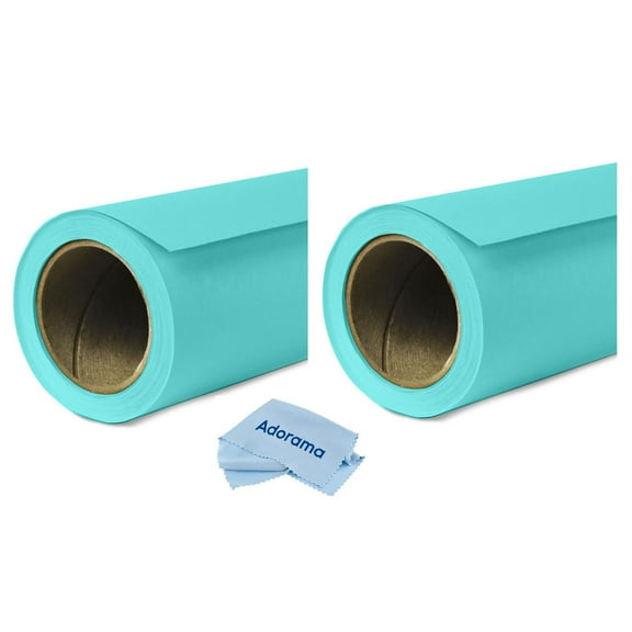 Savage 2 Pack Widetone Seamless Background Paper, 86" wide x 36' Baby Blue, #47 - With Microfiber Cleaning Cloth