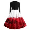 thumbnail image 7 of Women's Halloween Dress Candy Witch Hat Crew Neck Hepburn Cocktail Retro Dress Long Sleeve 1950s Classic Cute Tea Length Dress with Belt L, 7 of 7