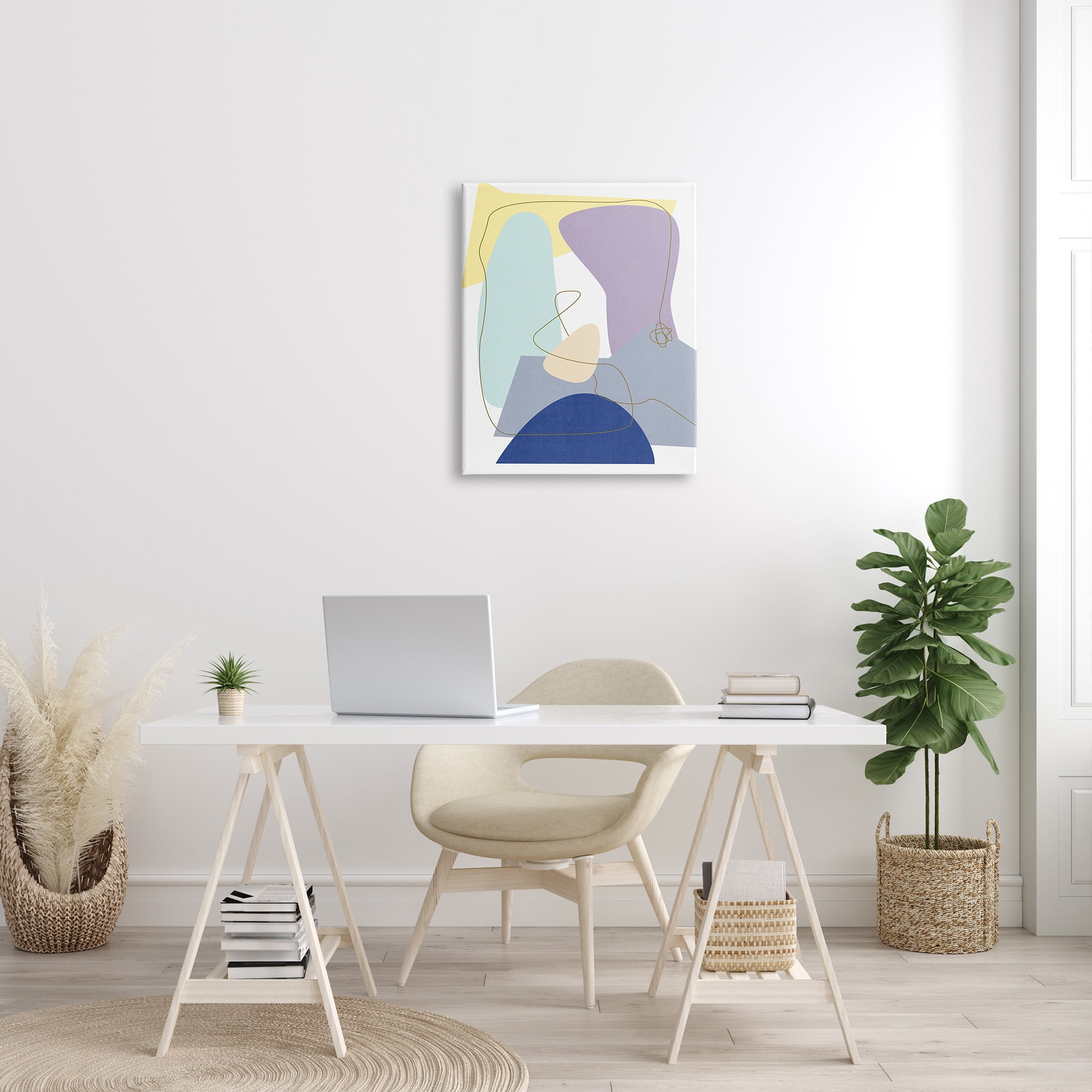 Stupell Industries Modern Contrasting Shape Abstraction Blue Purple Green, 24 x 30, Design by Melissa Wang