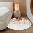 thumbnail image 2 of Flower Orange Round Rugs for Living Room 4ft Blue Cherry Blossoms White Background Non Slip Circle Rug Washable Low-Profile Indoor Carpet for Bedroom, Dining Room, Bathroom, 2 of 9