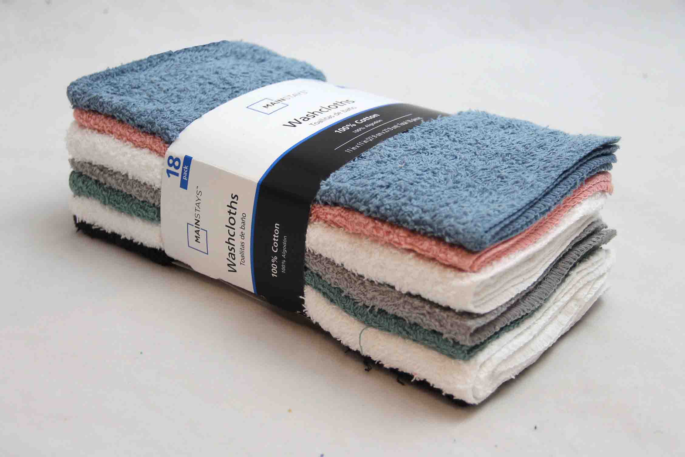 Pick Your Color 11 in x 11 in Mainstays 4 Pack Washcloths 100% Cotton 