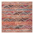 thumbnail image 3 of 7.5' x 7.5' Tan Brown and Blue Geometric Square Area Throw Rug, 3 of 8