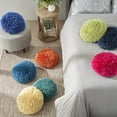 thumbnail image 4 of Mina Victory Shag 14x14" Contemporary Fabric Lush Yarn Throw Pillow in Teal Blue, 4 of 6