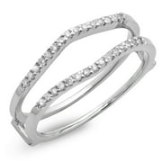 Dazzlingrock Collection 0.18 Carat (ctw) 10K Round Diamond Ladies Wedding Enhancer Double Ring, White Gold, Size 9.5