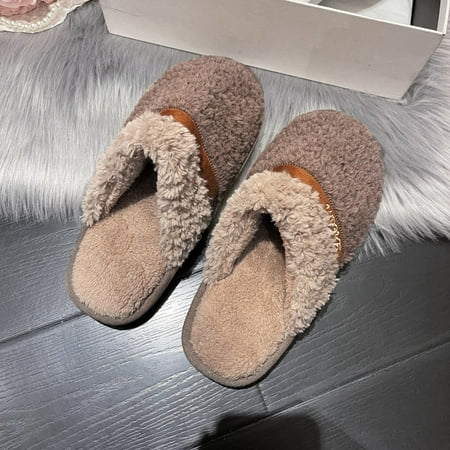 

Cathalem S Women Size 9 Slippers Womens Slippers Indoor Home Cute Fashion Contracted Lightweight Winter Warm Cotton Slippers Shoes Khaki 6