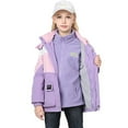 thumbnail image 5 of Uccdo Boys Girls Hooded Windbreaker Rain Jackets With Detachable Fleece Sweatshirts, Kids 2-in-1 Warm Fleece Lined Parka Coats Raincoats 3-13Y, 5 of 8
