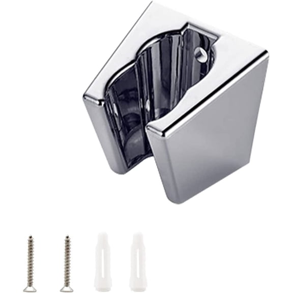 NeveLance Silver Shower Head Holder, Shower Head Holders, Wall Mounted Shower Head Holder with Screws, Two Card Slots, Compatible with Most Shower Nozzles