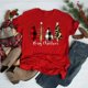 thumbnail image 1 of Camiseta con estampado de leopardo de Feliz Navidad para mujer, camiseta informal básica con cuello redondo, camiseta negra de manga corta para mujer, 1 of 4