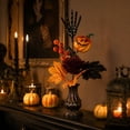 thumbnail image 3 of JWZZYD Halloween Spooky Floral Pick with Skeleton Hand, 19.7" Burgundy Rose, Red Maple Leaf & Red Berries, Artificial Fall Stem for Wreath, Vase, Halloween Table Party Decor, 1 Pack, 3 of 7