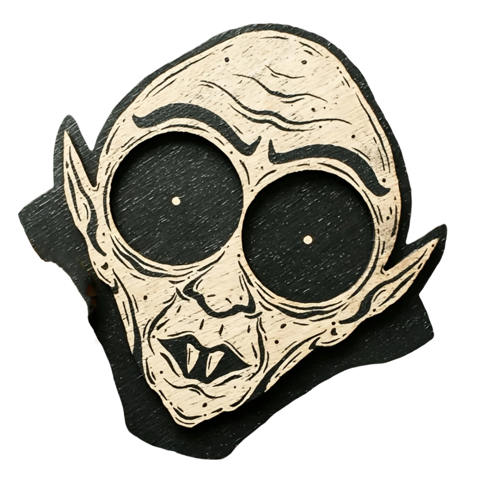 Halloween Decorations Wooden Vampire Skull Candle Holder Retro Horror Gothic Centerpiece for Tabletop Spooky Party Home Bar Atmosphere Prop Unique Gift