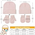 thumbnail image 2 of Newborn Baby Beanie Hat Gloves Set, 2pcs Toddler Kids Solid Soft Winter Warm Knit Hat with Gloves for Unisex Boys Girls (White & Pink,3-24 Months), 2 of 7