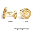 thumbnail image 2 of Gemelos de lujo con forma de concha redonda hueca chapada en oro para hombre, 2 of 3