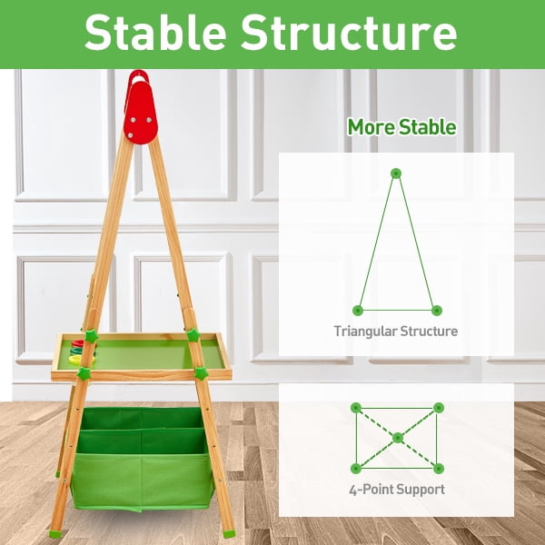 FUNLIO 3 Height Adjustable Art Easel for Kids Aged 2-8,Green