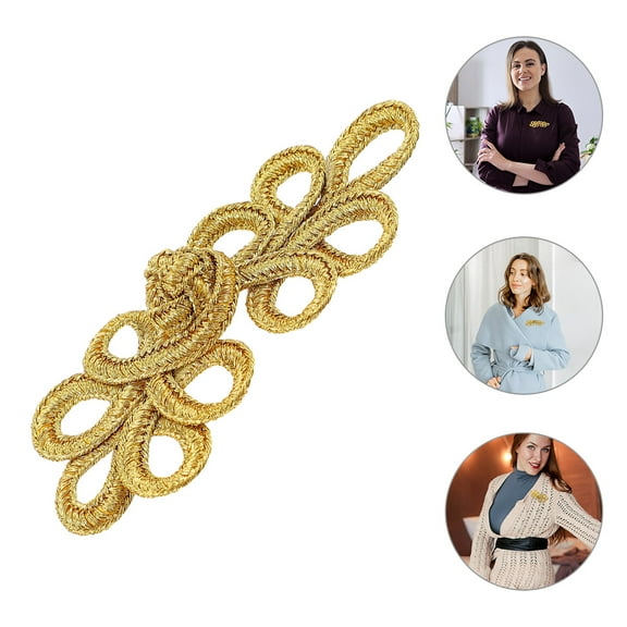 FELTECHELECTR 16Pcs Chinese Knots Sewing Buttons Golden For Cheongsam Diy Sewing