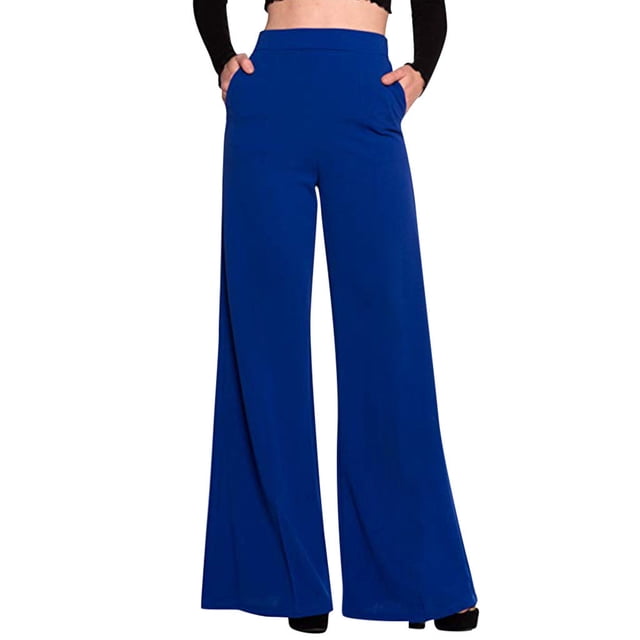 jovati Pantalon Palazzo Fluide pour Femmes Taille Haute Mode Uni Ample Grand Long