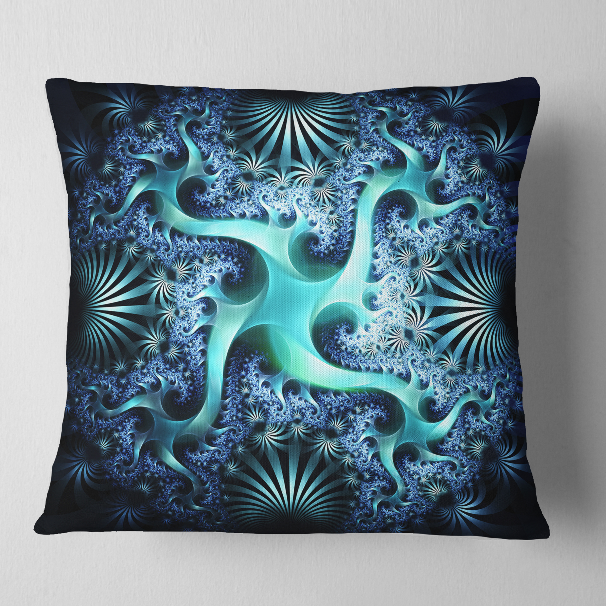 Designart 16" x 16" Blue Polyester Throw Pillow