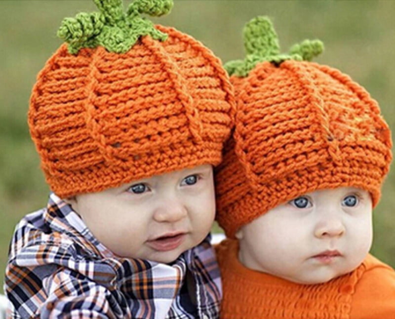 Details about   Knit Pumpkin Hat Toddler/Child  Halloween Beenie