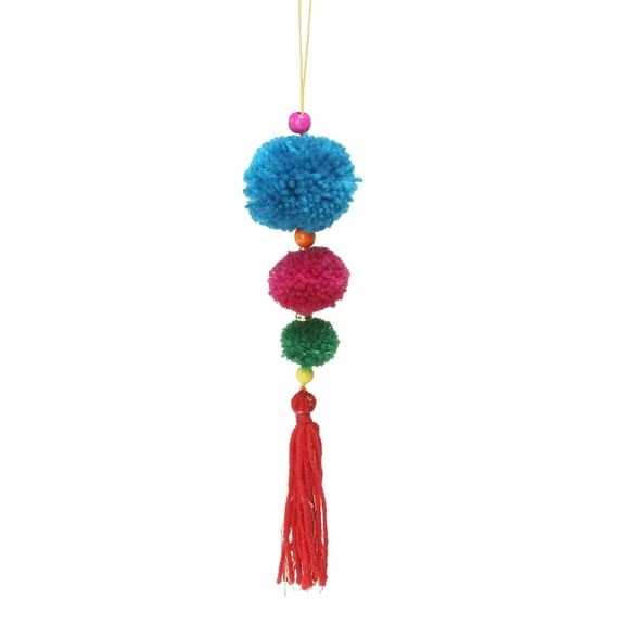 Northlight 10.25" Sky Blue and Pink Pom-pom Hanging Christmas Ornament