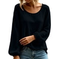 thumbnail image 4 of Lmueinov Long Sleeve Shirts for Women Cotton Linen Crew Neck Loose Fit Pullover Tops Solid Lightweight Casual Trendy Summer Fall Vacation Outfits, 4 of 6
