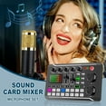 thumbnail image 5 of Live Sound Card with DJ Mixer Effects & Voice Changer, F998 Live Sound Card Audio Mixer Sound Card for Live Streaming, Sound Board LED Light Sound Card with 16 Special Effects Ambient Sounds (A), 5 of 9