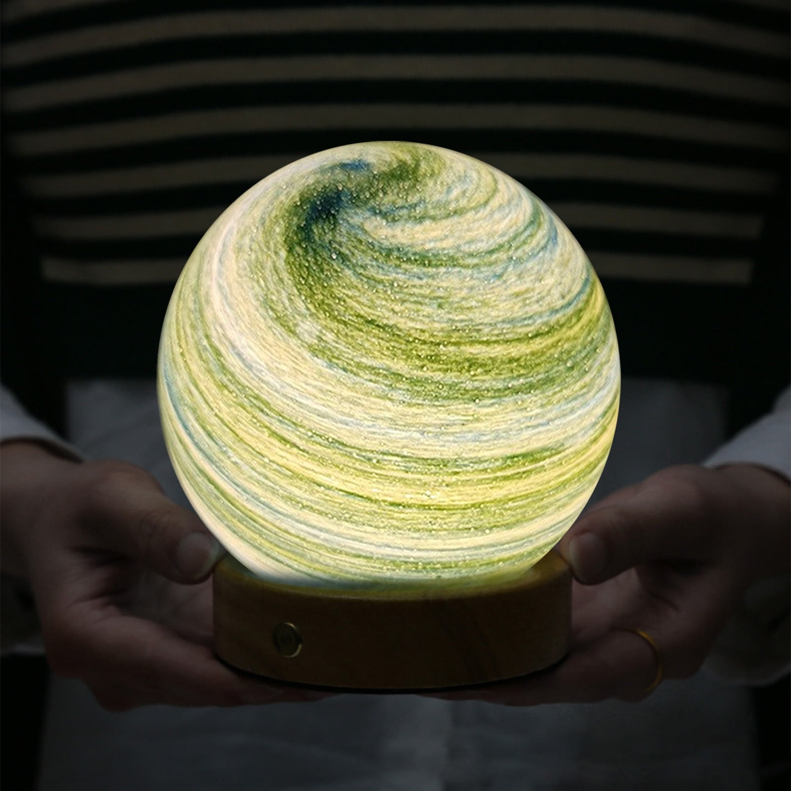 Gnmfd LED 3D Dimmable Planet Glass Ball Night Light USB Powered Mood Lamp for Bedroom, Bedside Table, Home Decoration, Romantic Night Light Gift, Lights for Room, Night Lights Plug Into Wall